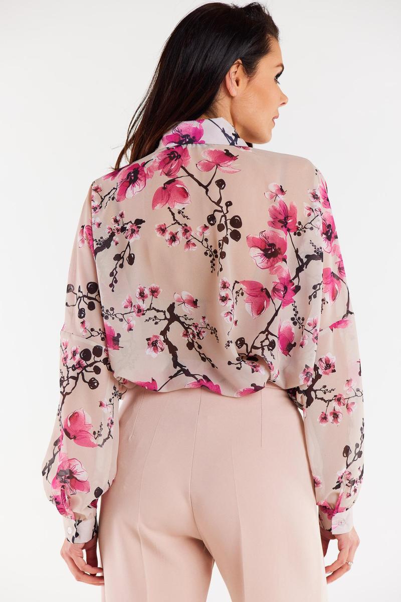 Koszula Damska Model A513 Cherry Flowers - awama — zdjęcie 3