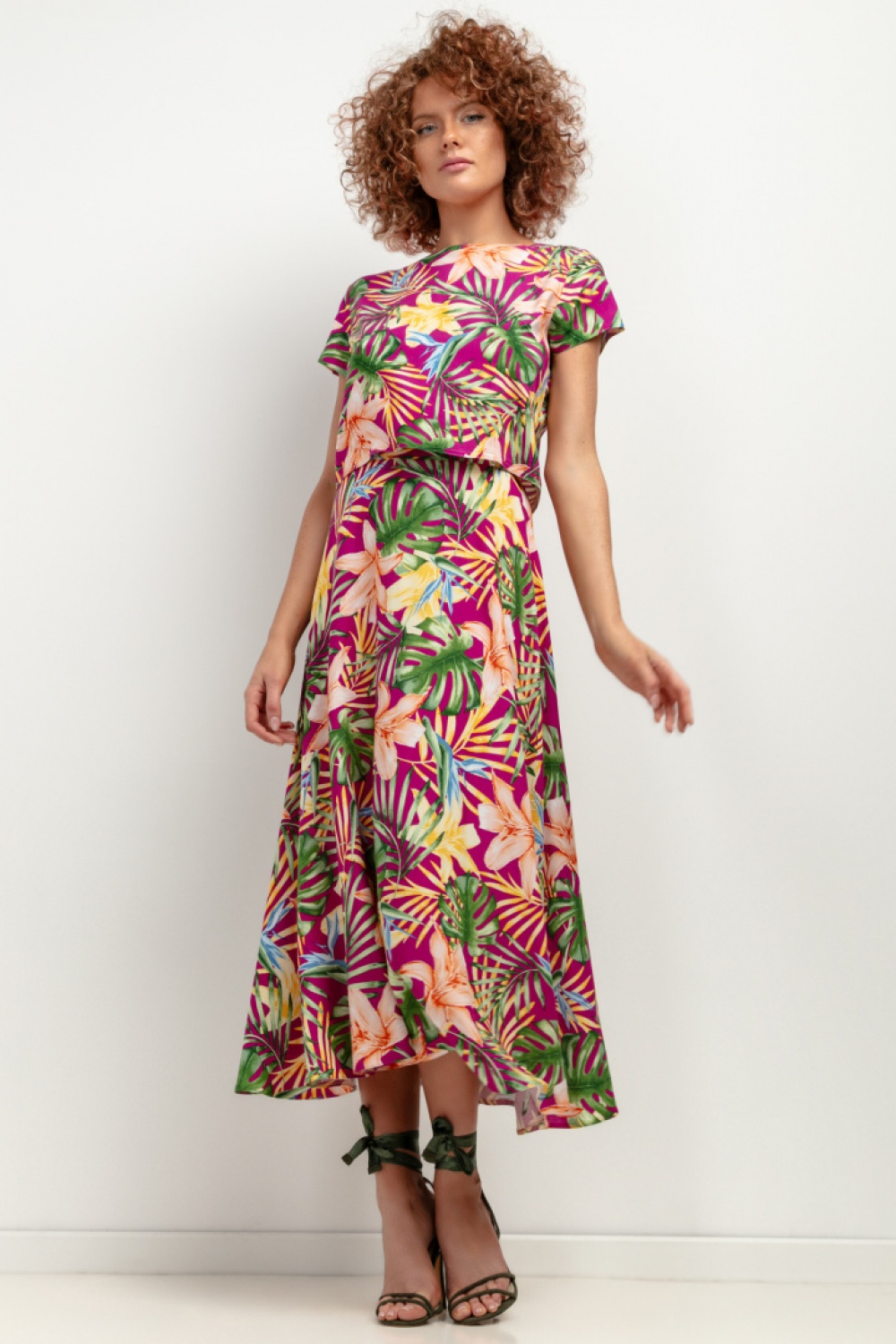 Spódnica Model T407 Liście na fioletowym tle - Tessita — zdjęcie 2