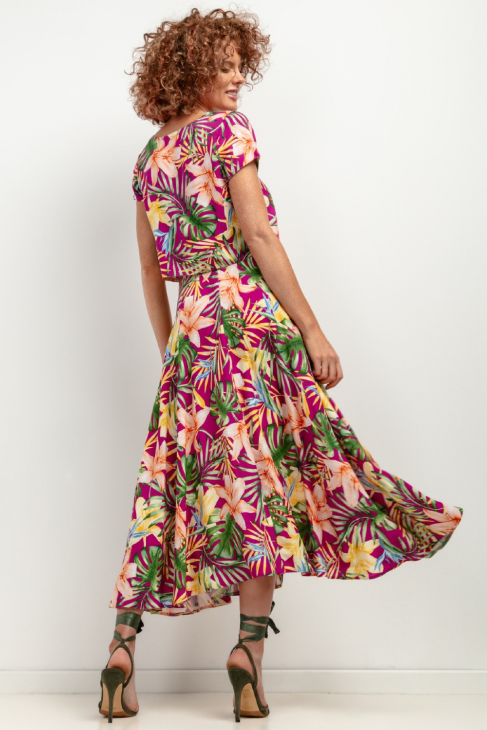 Spódnica Model T407 Liście na fioletowym tle - Tessita — zdjęcie 3