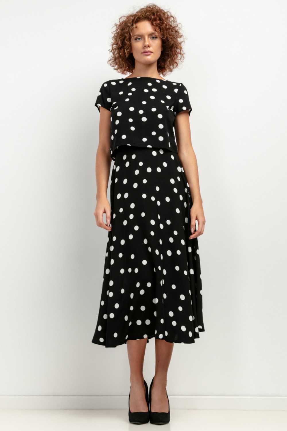Spódnica Model T407 Białe grochy - Tessita — zdjęcie 2