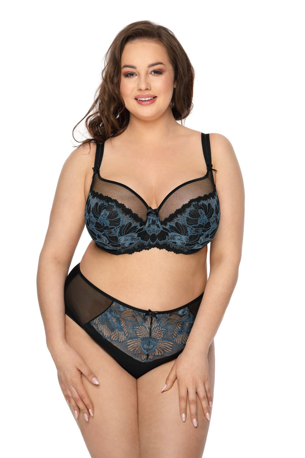 Biustonosz Soft Model Angel M-3329/2 Black/Blue - Mat — zdjęcie 2