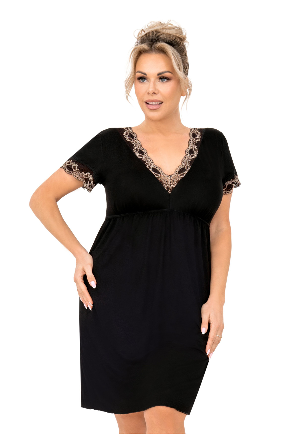 Koszula Nocna Model Hana Plus Size Black - Donna