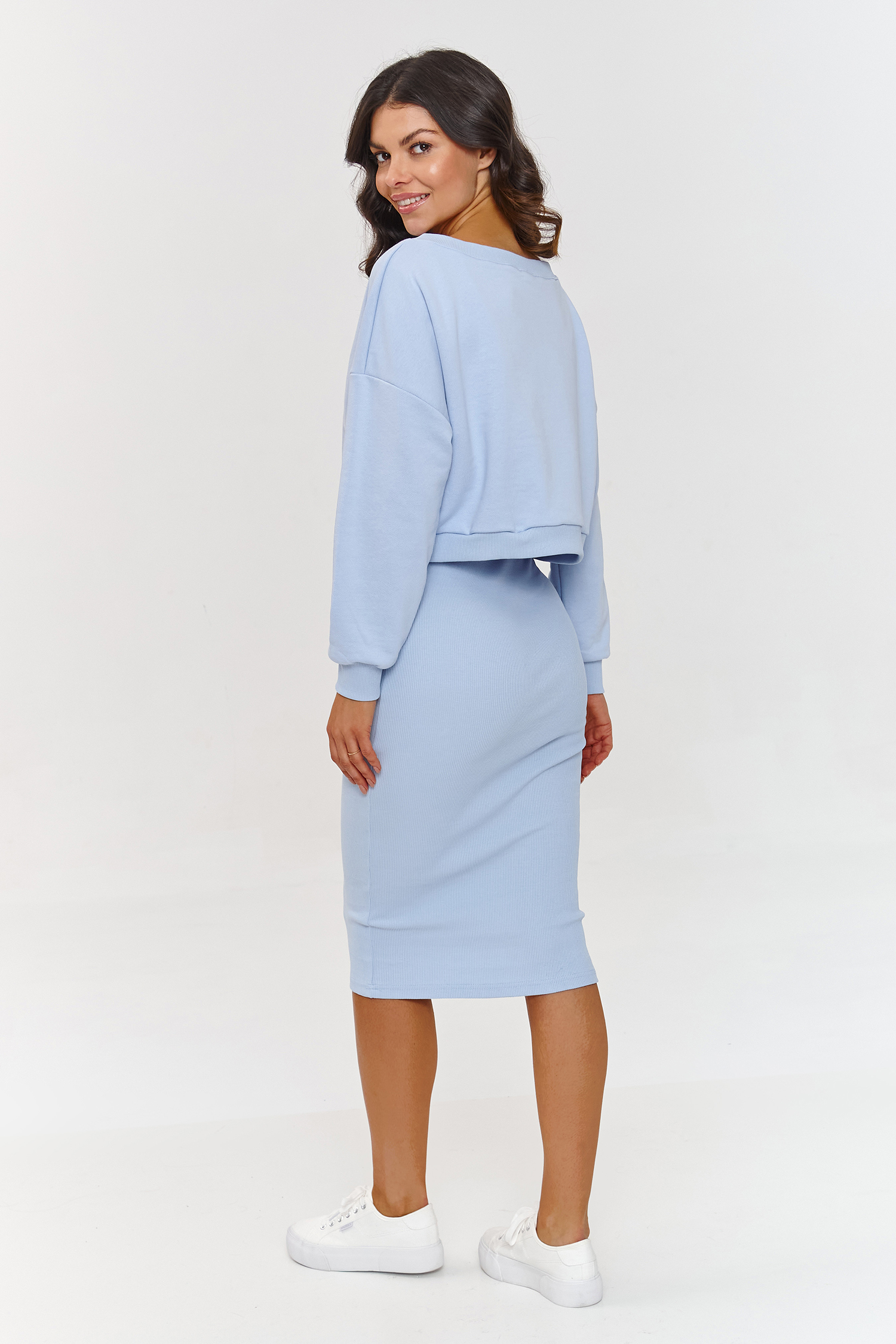 Sukienka Komplet Model A10 Błękit - Makadamia — zdjęcie 3