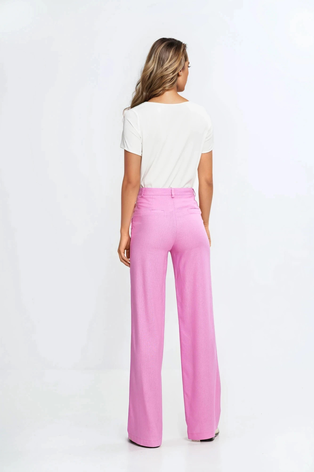 Bluzka basic z krótkim rękawem B193 Ecru - Nife — zdjęcie 3