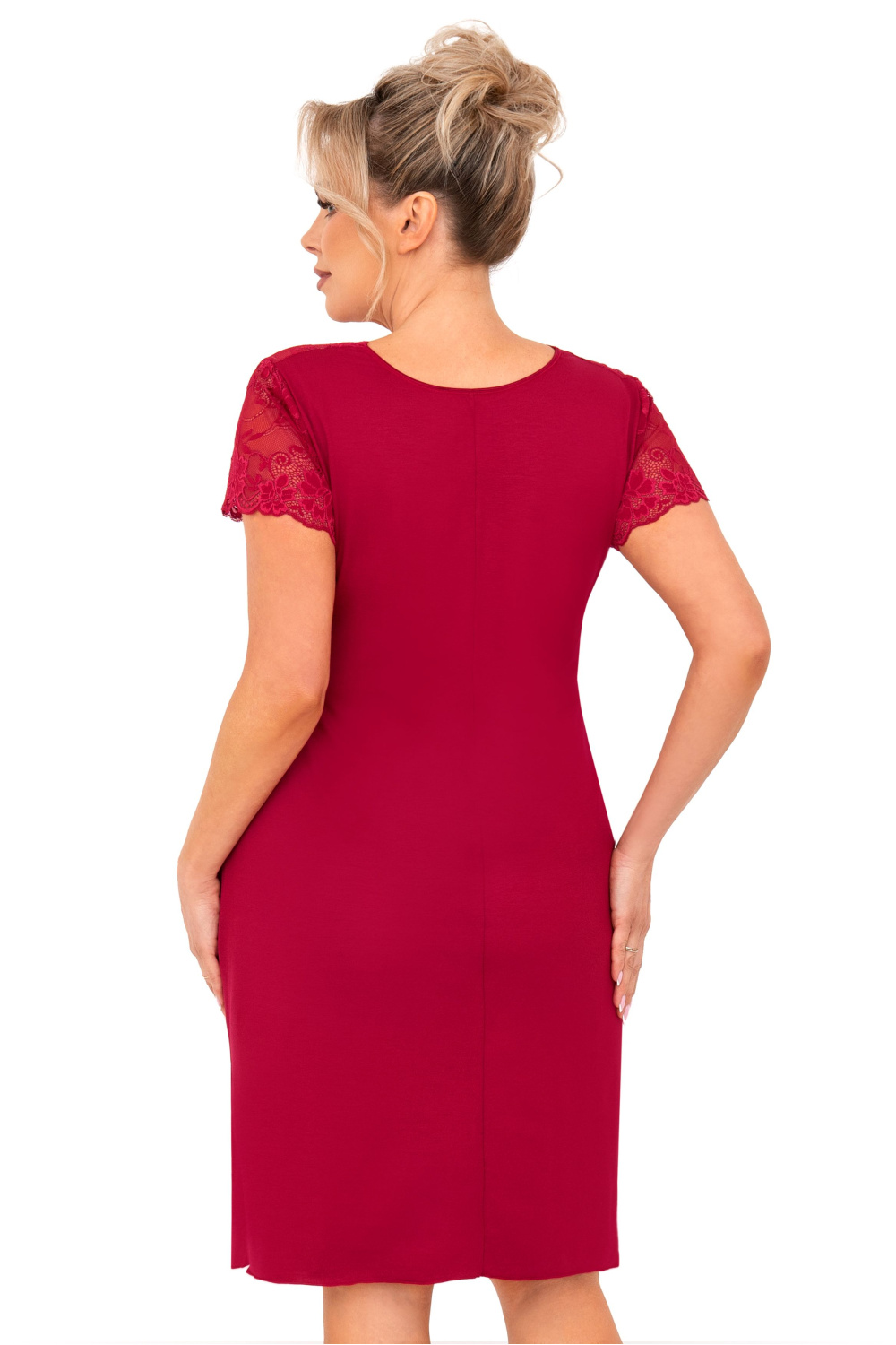 Koszula Nocna Model Livia Plus Size Burgund Bordo - Donna — zdjęcie 2