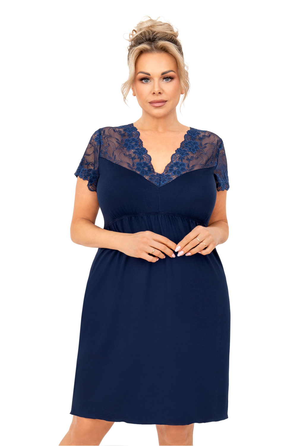 Koszula Nocna Model Livia Plus Size Dark Blue - Donna