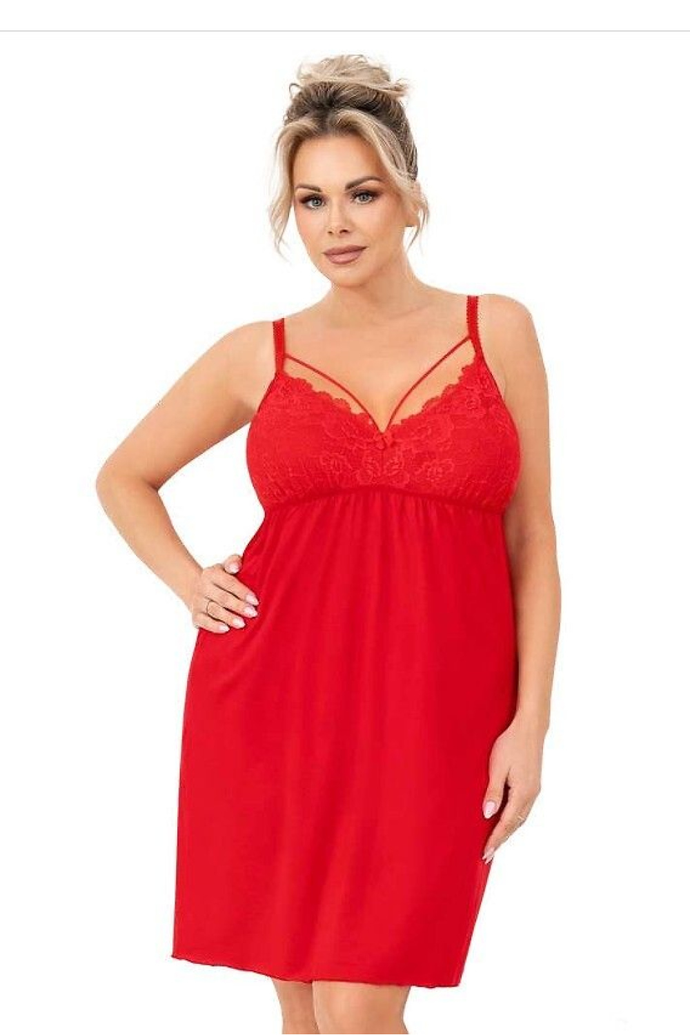 Koszula Nocna Model Sylvia Plus Size Red - Donna