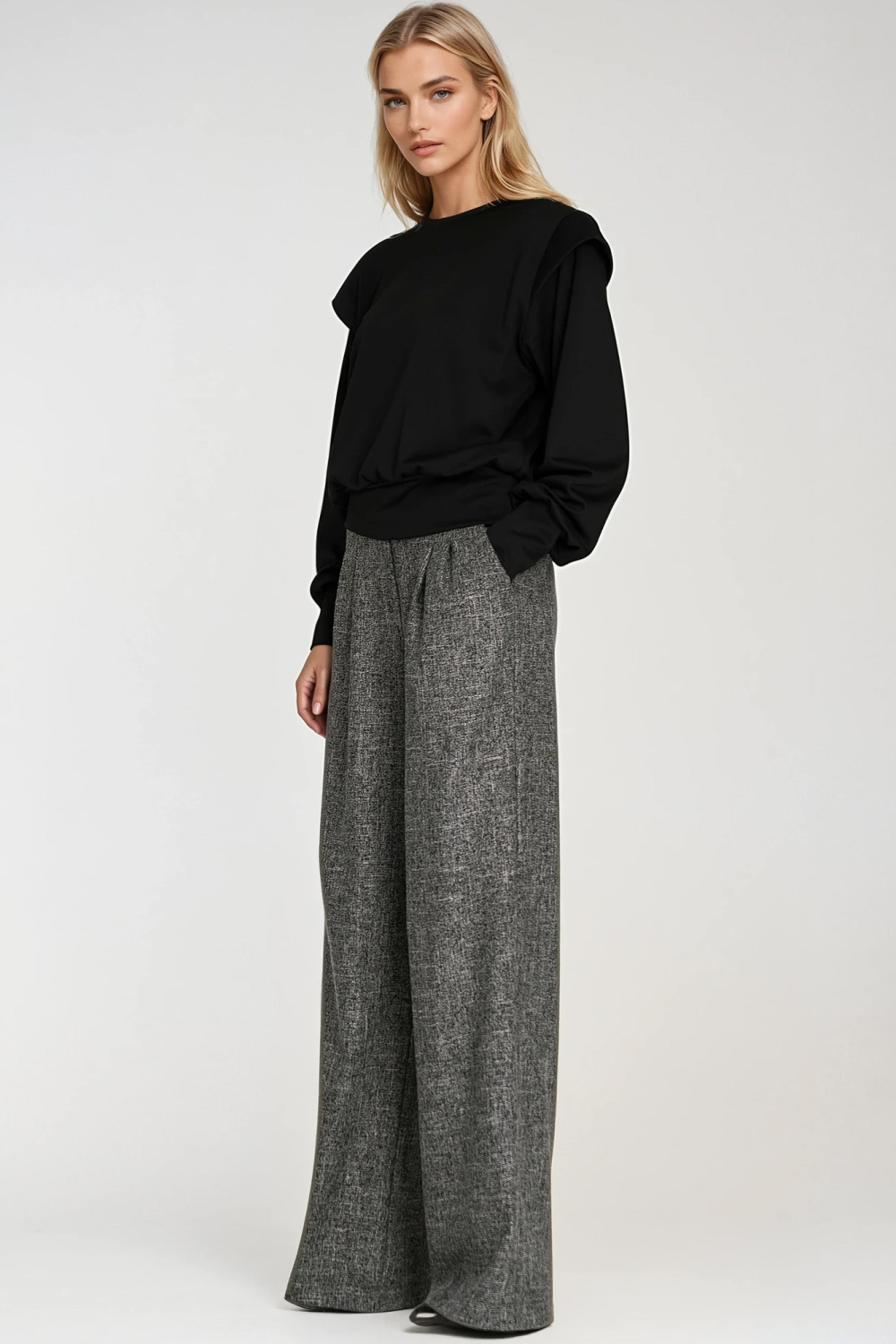 Bluza z wysokimi ściągaczami BL10 Black - Nife — zdjęcie 2