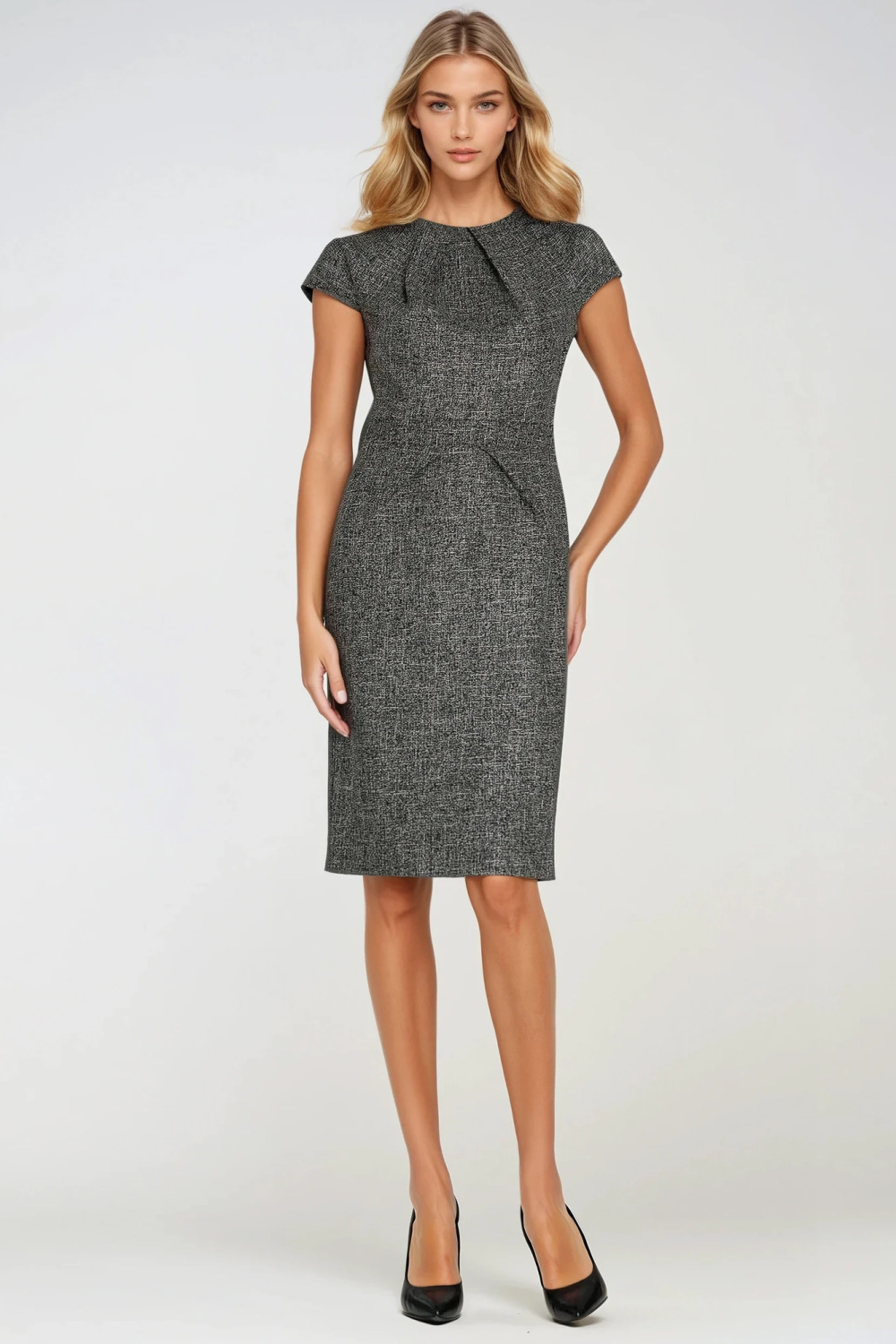 Sukienka z zakładkami na dekolcie Z275 Black - Nife — zdjęcie 2