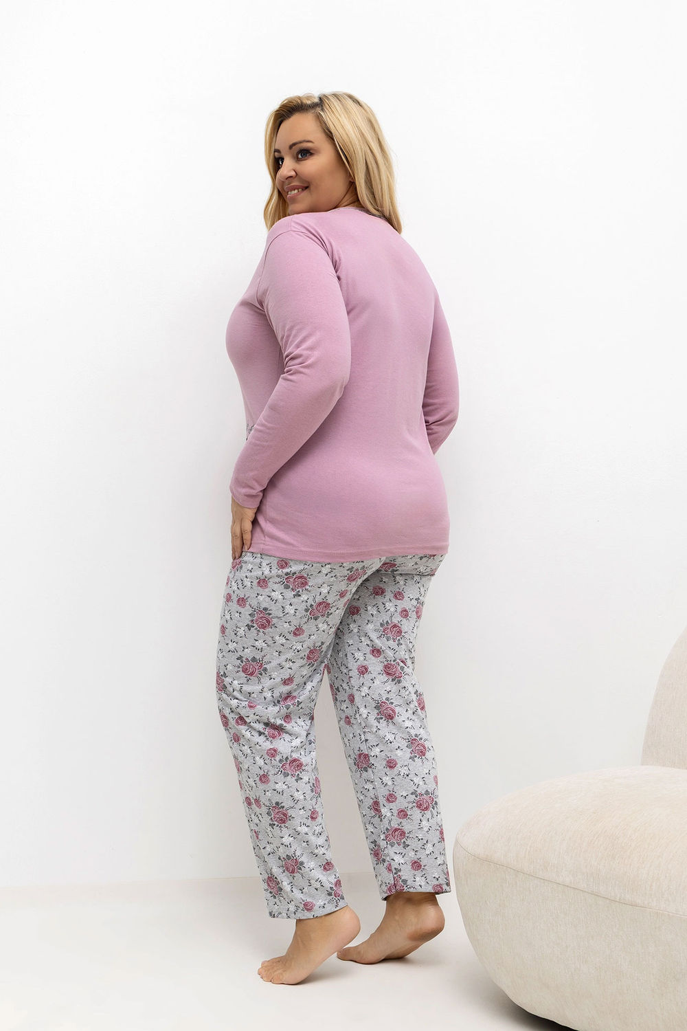 Piżama Damska Plus Size Model DU-PI-FP-506.56 Dark Pink - Forever Pink — zdjęcie 3