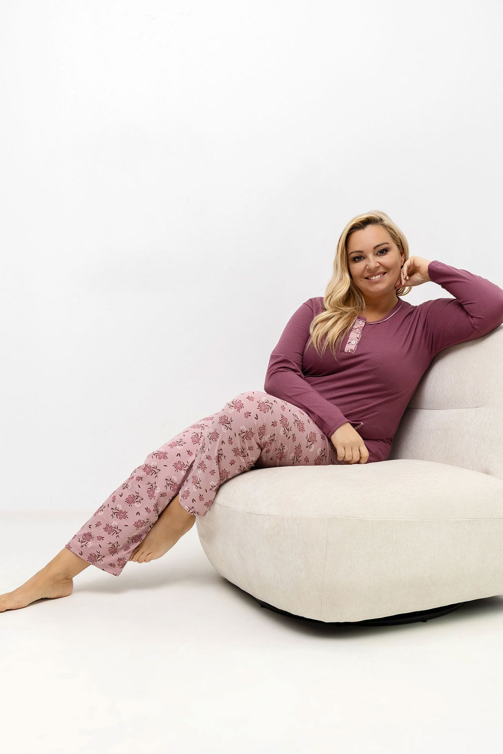 Piżama Damska Plus Size Model DU-PI-FP-508.57 Dark Pink - Forever Pink