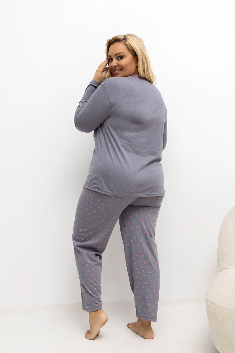 Piżama Damska Plus Size Model DU-PI-FP-505.05P Dark Grey - Forever Pink — zdjęcie 2