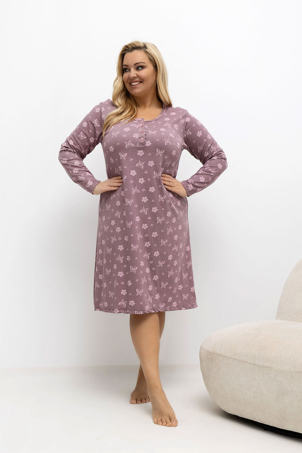 Koszula Nocna Plus Size Model DU-KN-FP-603.15P Dark Pink - Forever Pink — zdjęcie 2