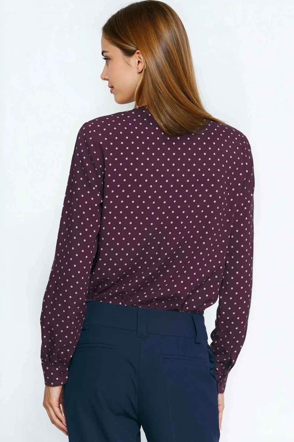 Wiskozowa koszula w groszki K91 Bordo - Nife — zdjęcie 3