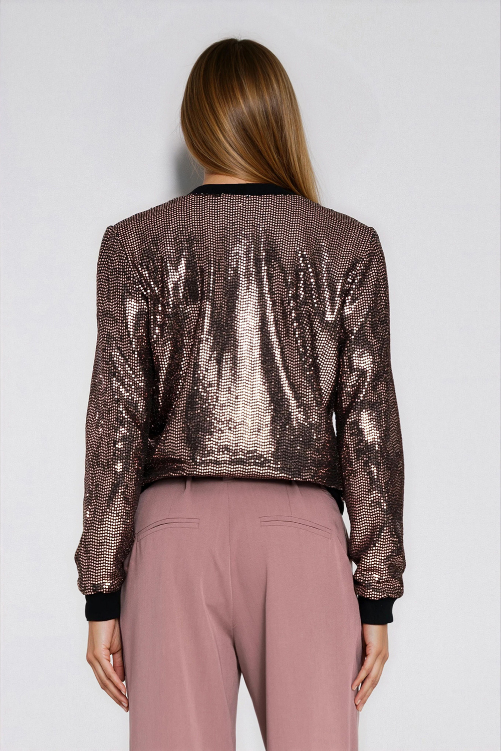 Cekinowa rozpinana bluza BL14 Miedziany - Nife — zdjęcie 3