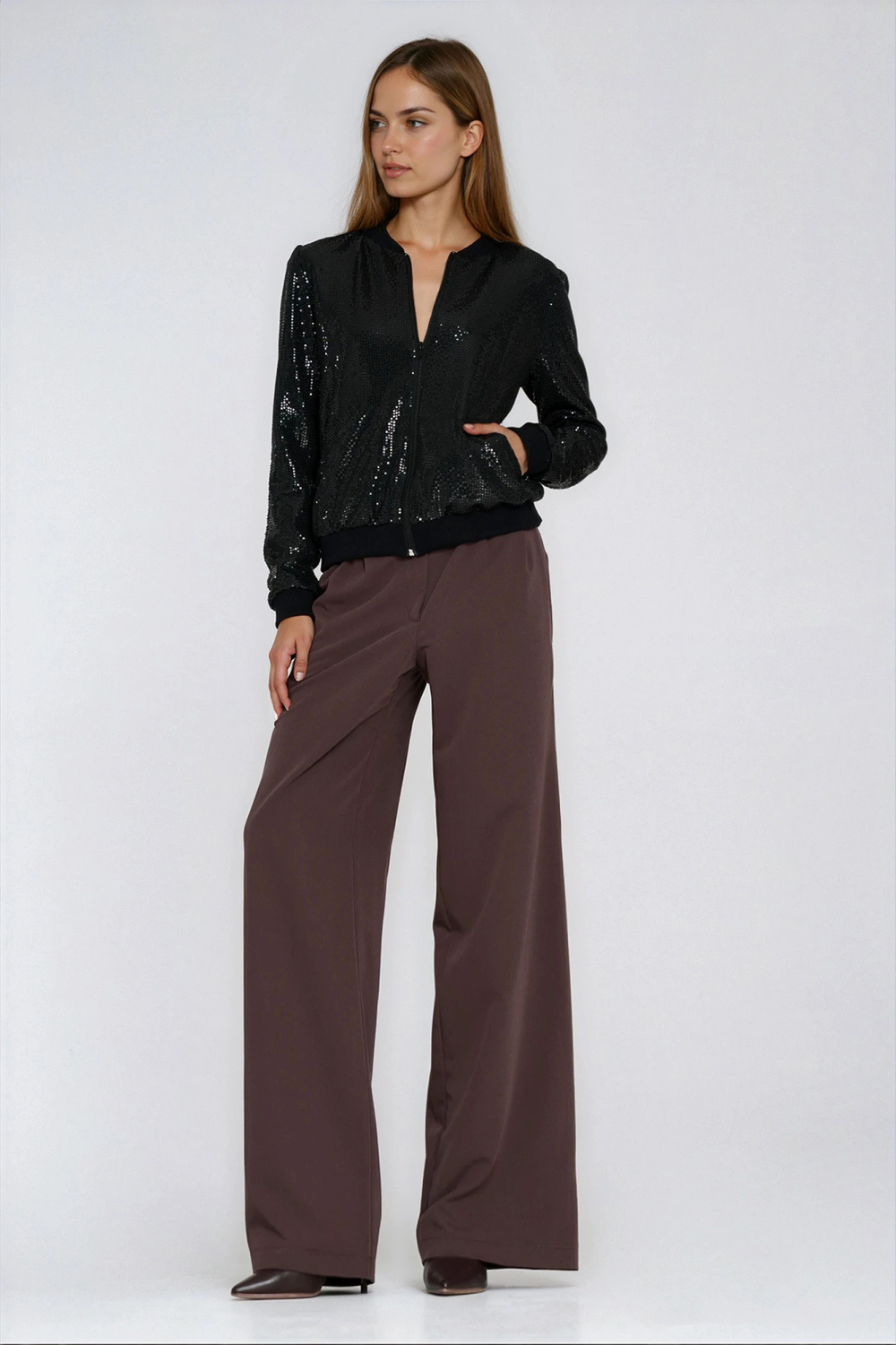 Cekinowa rozpinana bluza BL14 Black - Nife — zdjęcie 2