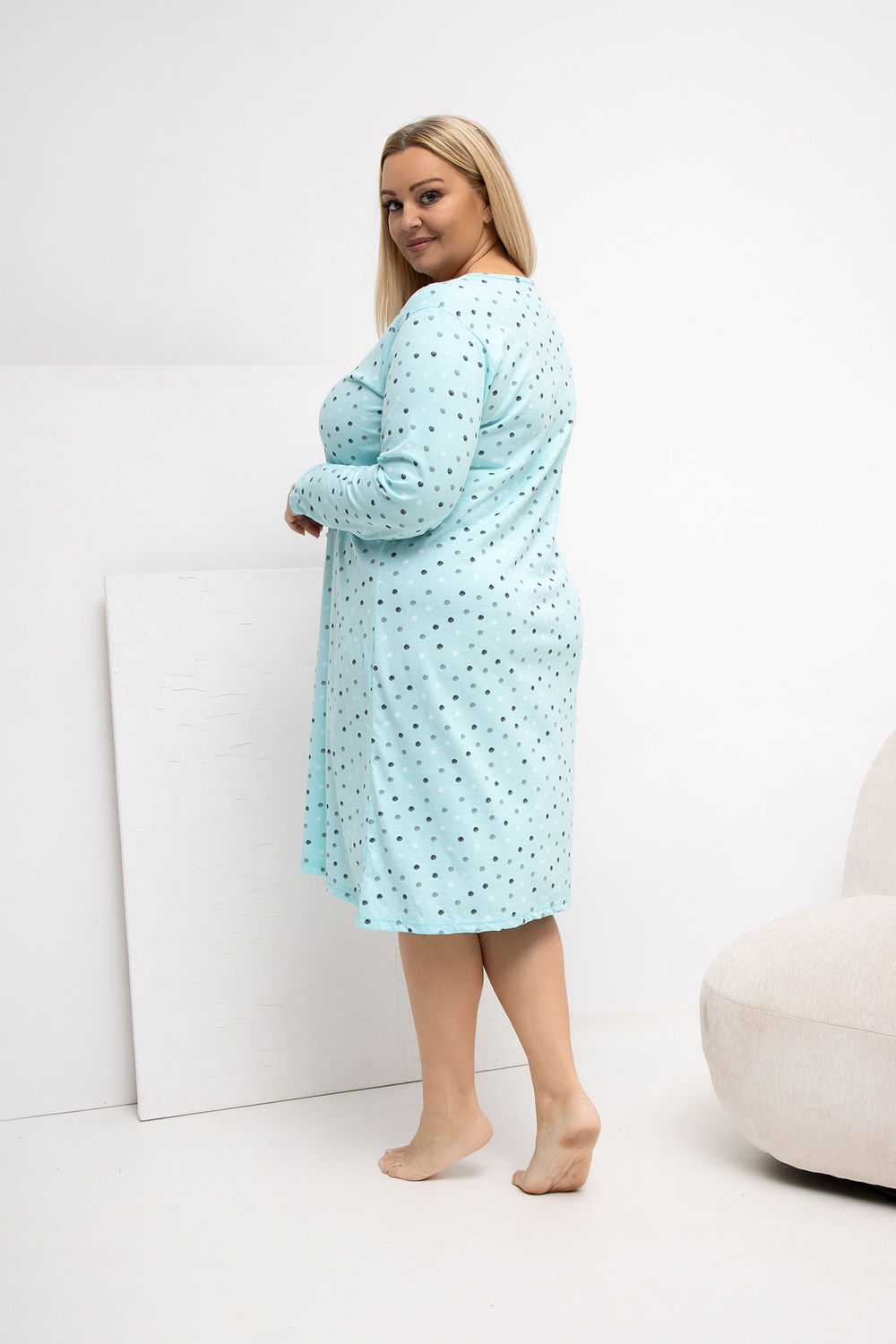 Koszula Nocna Plus Size Model DU-KN-FP-607.04P Mint - Forever Pink — zdjęcie 3