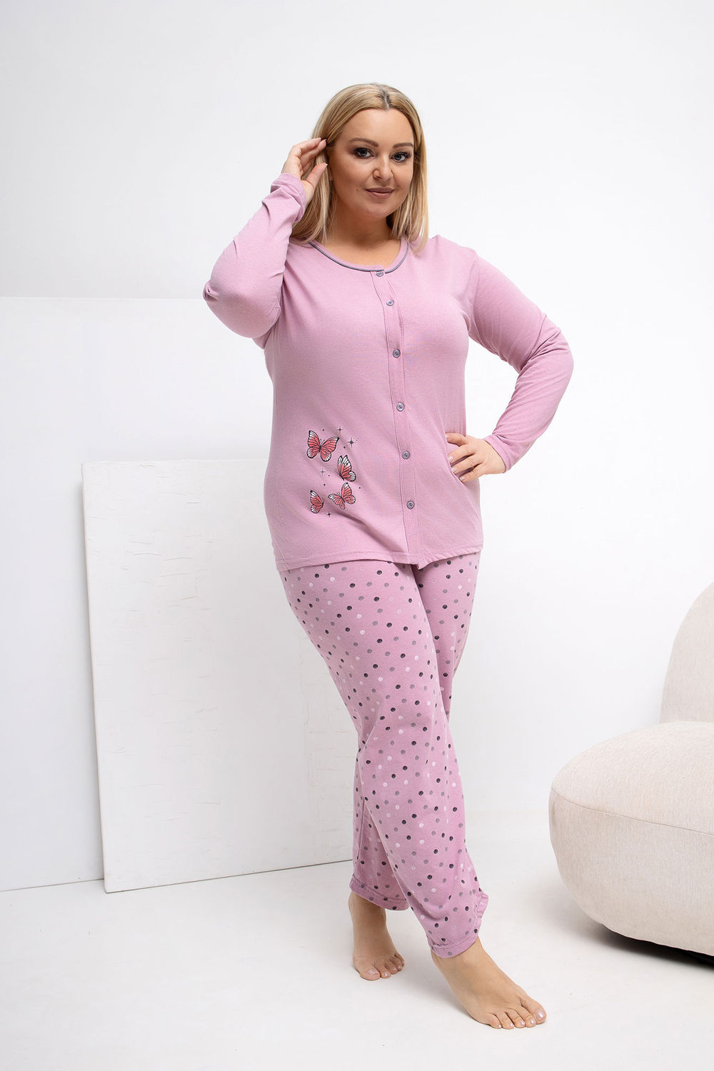 Piżama Damska Plus Size Model DU-PI-FP-509.99P Dark Pink - Forever Pink