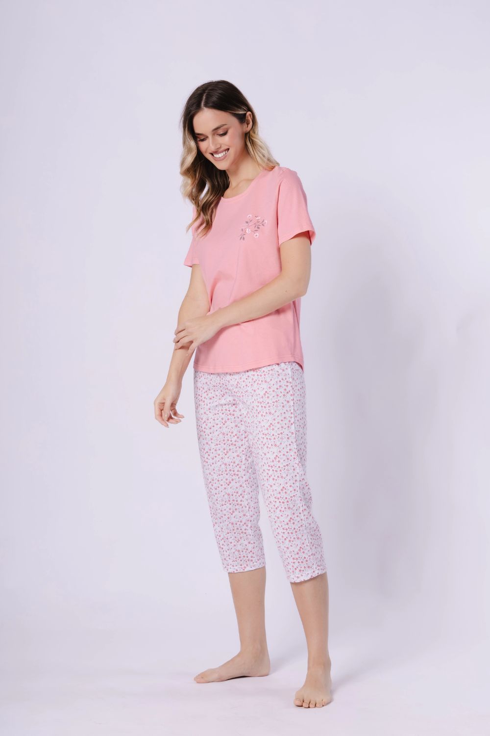 Piżama Damska Model Oksana 1721 Coral/White - M-Max — zdjęcie 2