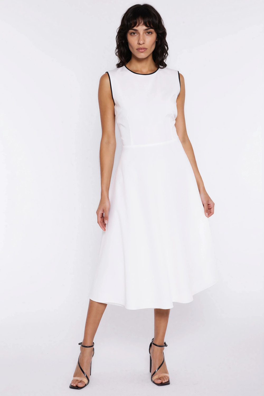 Sukienka z lamówką S292 Ecru - Nife