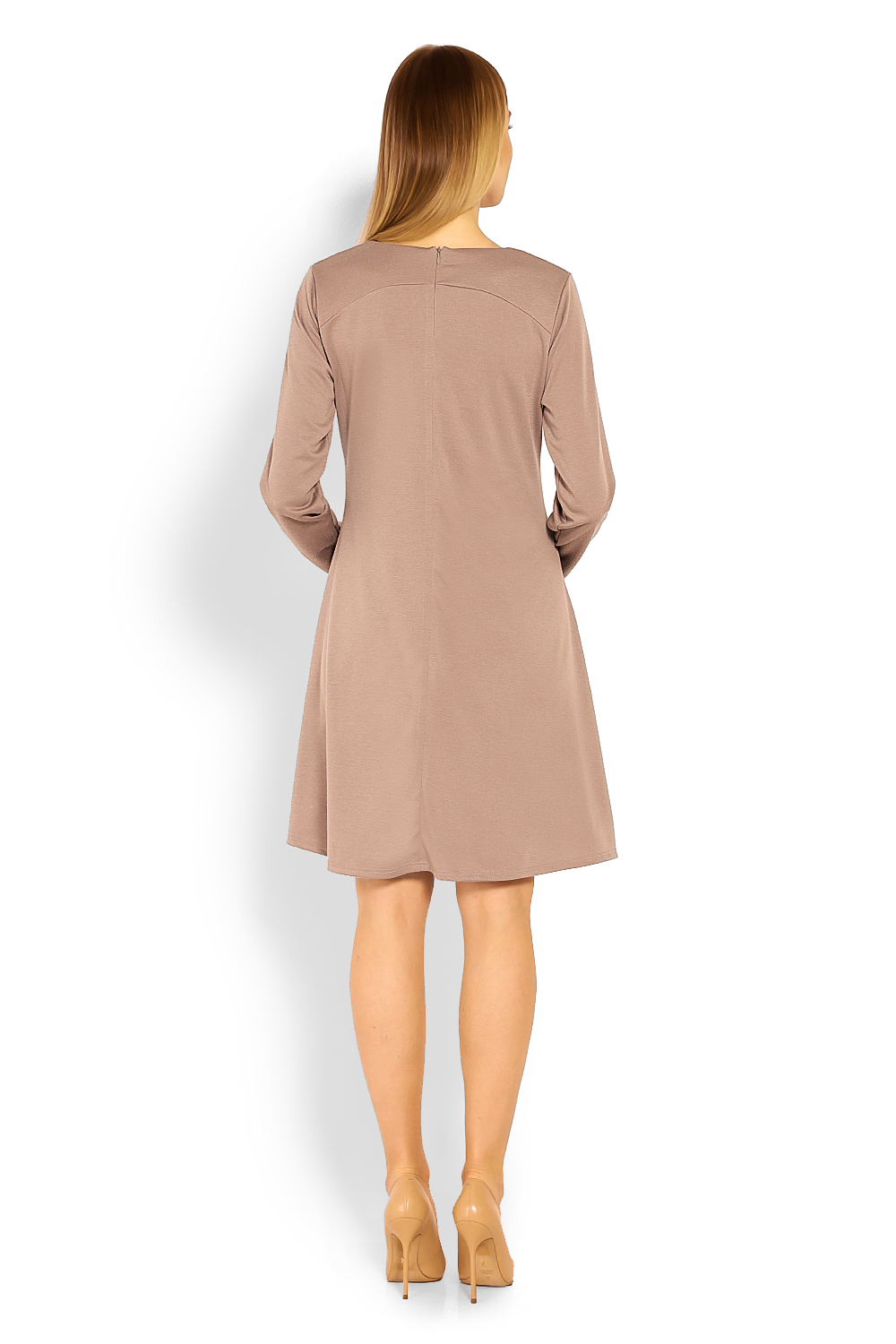 Sukienka Ciążowa Model 1359C Cappuccino - PeeKaBoo — zdjęcie 3