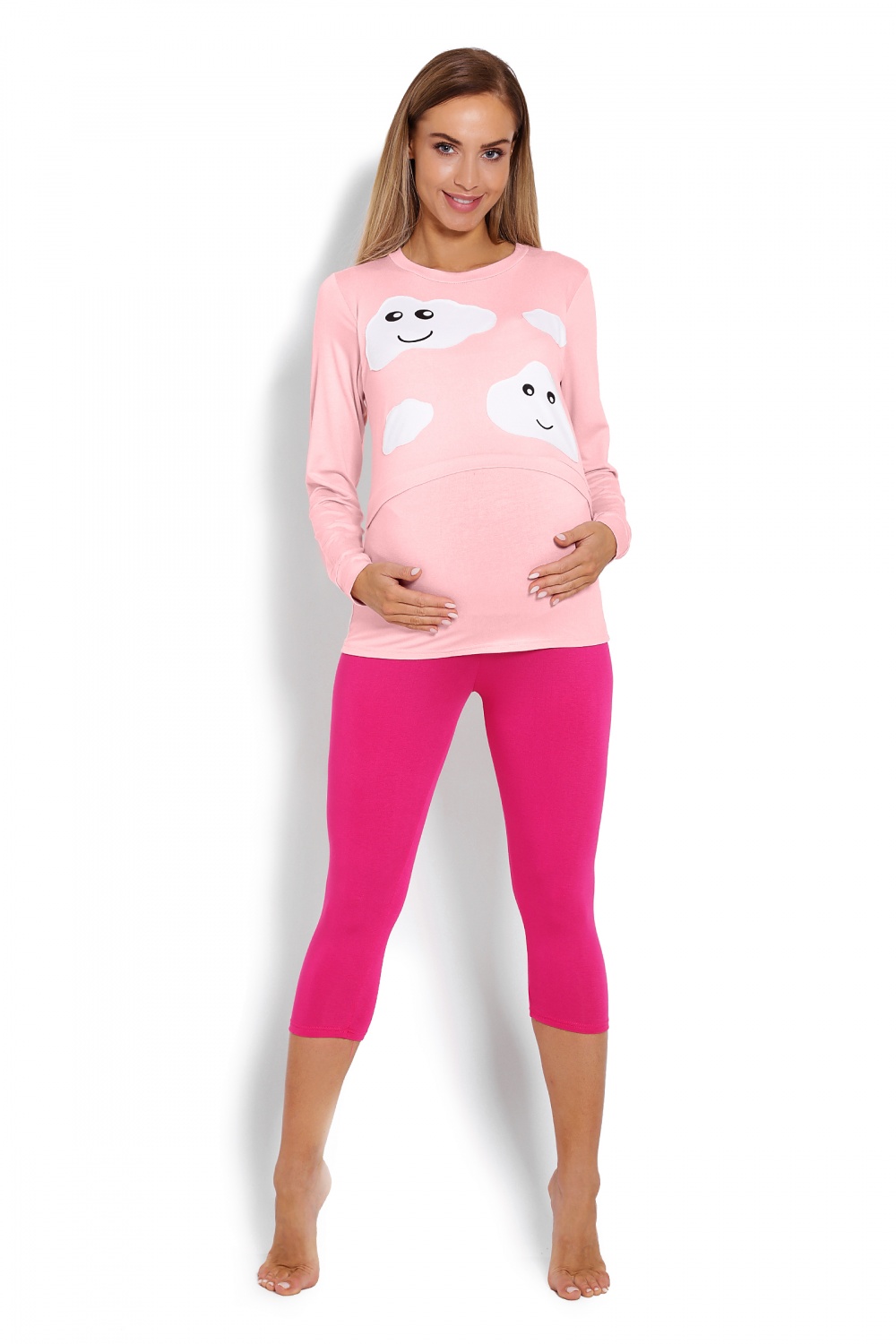 Piżama Damska Ciążowa Model 1679 Pink - PeeKaBoo — zdjęcie 2
