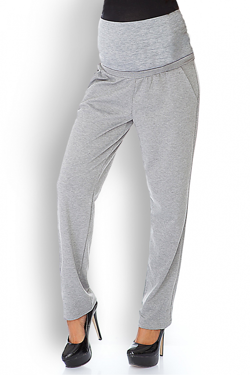 Spodnie Ciążowe Model 1276 Grey - PeeKaBoo — zdjęcie 2