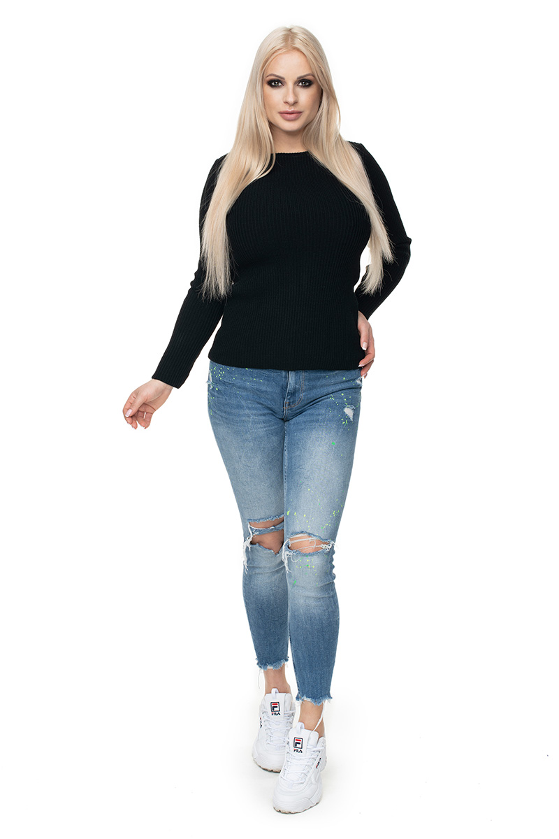 Sweter Damski Model 70021 Black - PeeKaBoo — zdjęcie 2