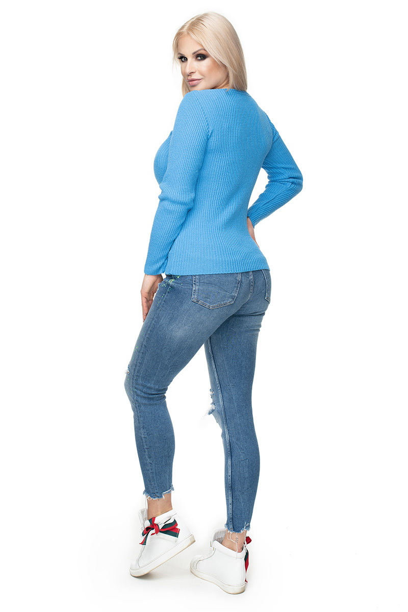 Sweter Damski Model 70021 Jeans - PeeKaBoo — zdjęcie 3