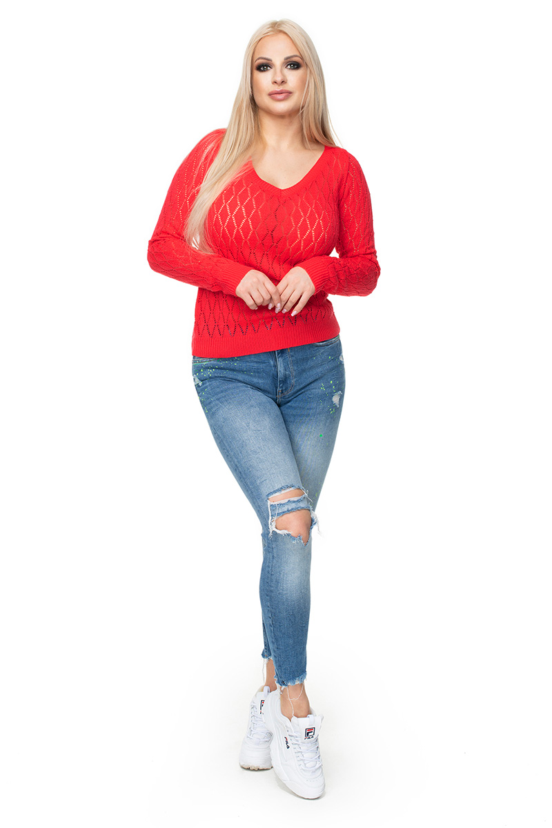 Sweter Damski Model 70018 Coral - PeeKaBoo — zdjęcie 2