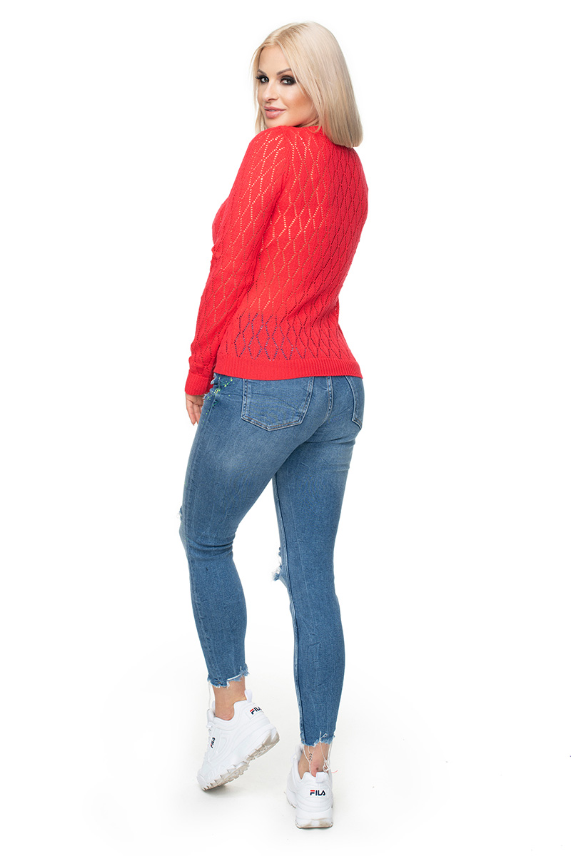 Sweter Damski Model 70018 Coral - PeeKaBoo — zdjęcie 3