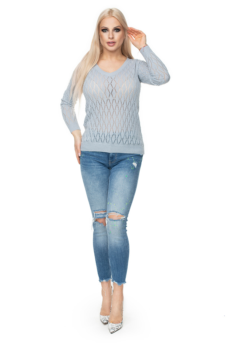 Sweter Damski Model 70018 Grey - PeeKaBoo — zdjęcie 2