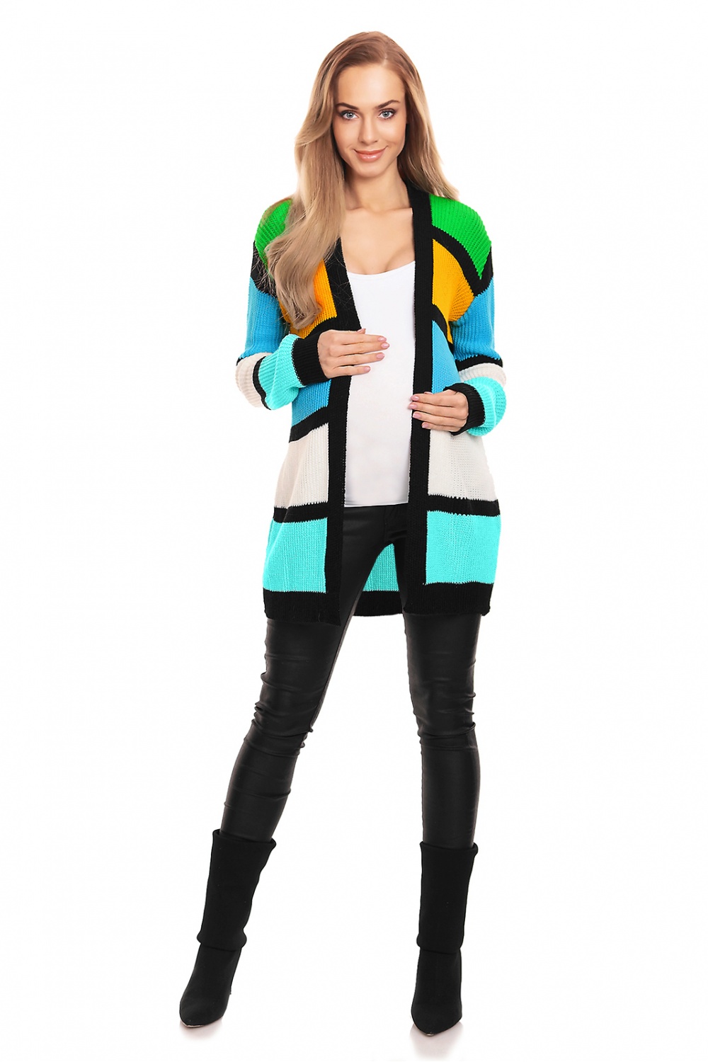 Sweter Kardigan Model 40021 Green - PeeKaBoo — zdjęcie 2