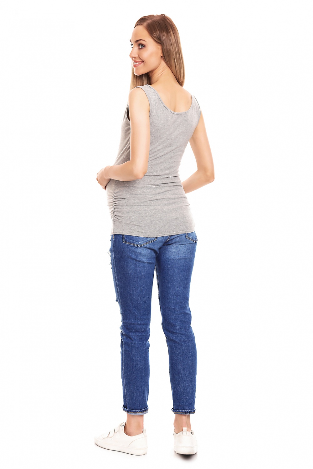 Koszulka ciążowa Model 0141 Grey - PeeKaBoo — zdjęcie 3