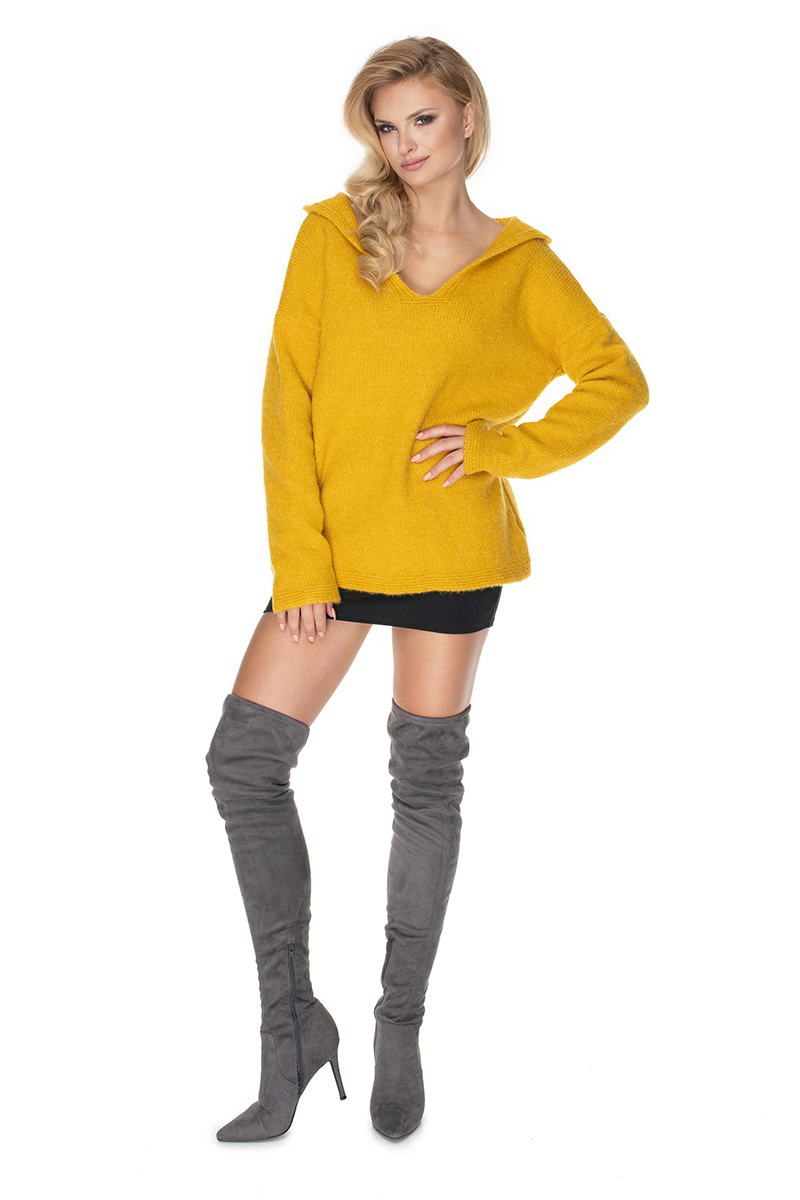 Sweter Damski Model 30070 Yellow - PeeKaBoo — zdjęcie 2