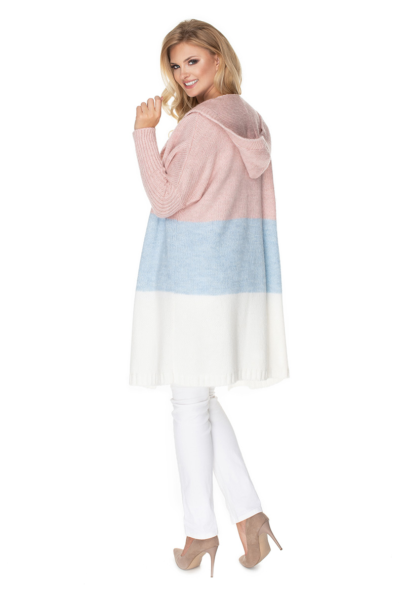 Sweter Kardigan Model 30069 Powder Pink/Sky Blue - PeeKaBoo — zdjęcie 3