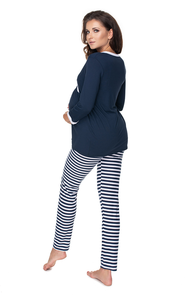 Piżama Ciążowa Model 0150 Navy/White - PeeKaBoo — zdjęcie 3