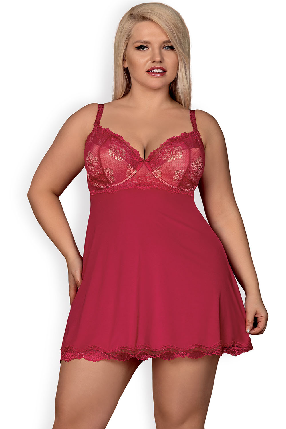 Komplet Model Rosalyne Babydoll Red - Obsessive — zdjęcie 2
