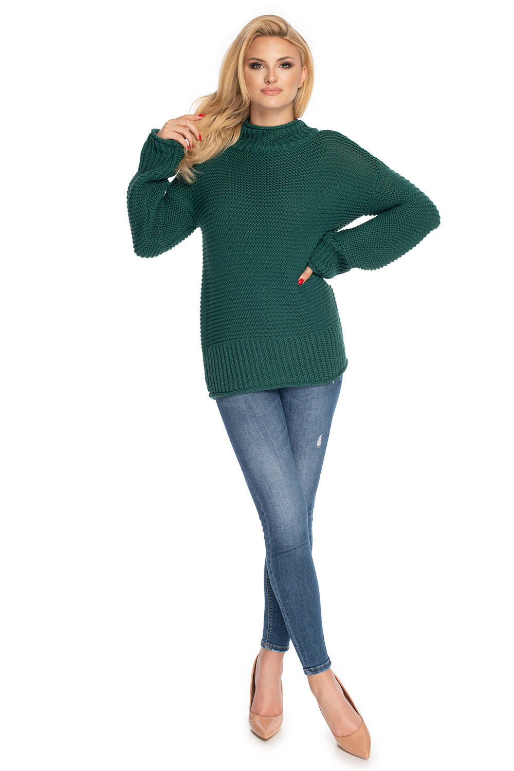 Sweter Damski Model 70032 Green - PeeKaBoo — zdjęcie 2