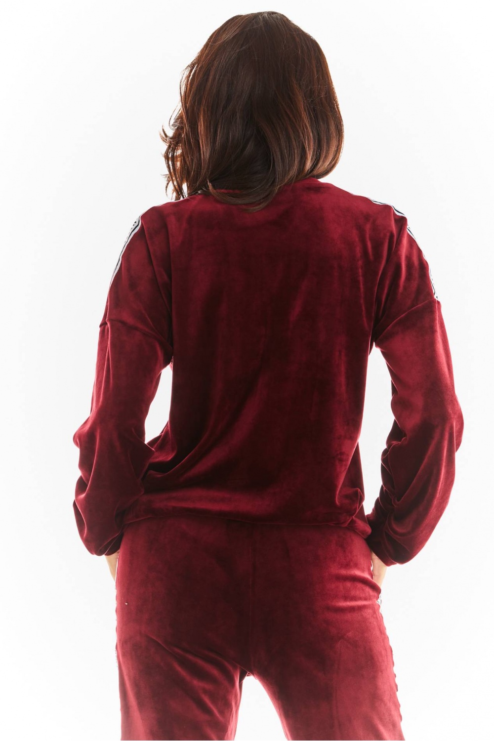 Bluza Damska Model A374 Bordo Welur - awama — zdjęcie 3