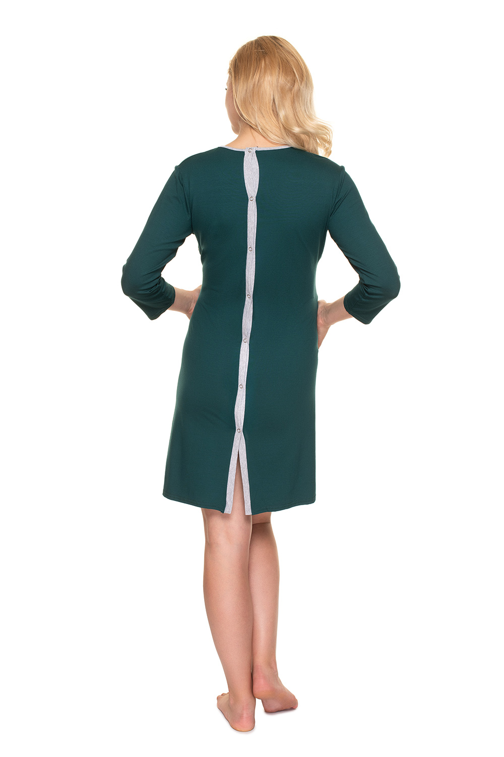 Koszula Nocna Ciążowa Model 0197 Butelkowa Zieleń - PeeKaBoo — zdjęcie 3