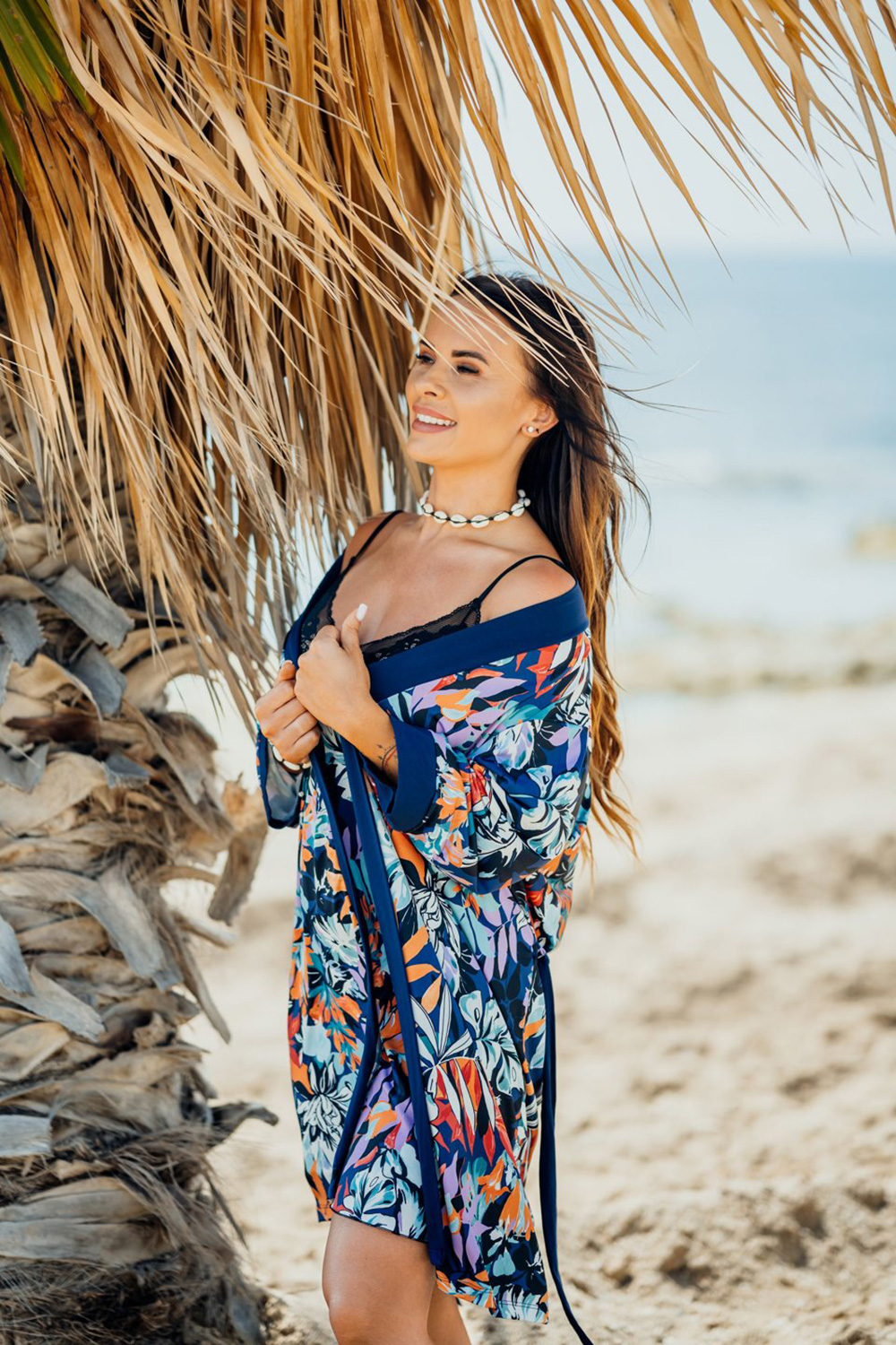 Szlafrok Damski Model Edna Navy/ Wzór - Eldar — zdjęcie 2