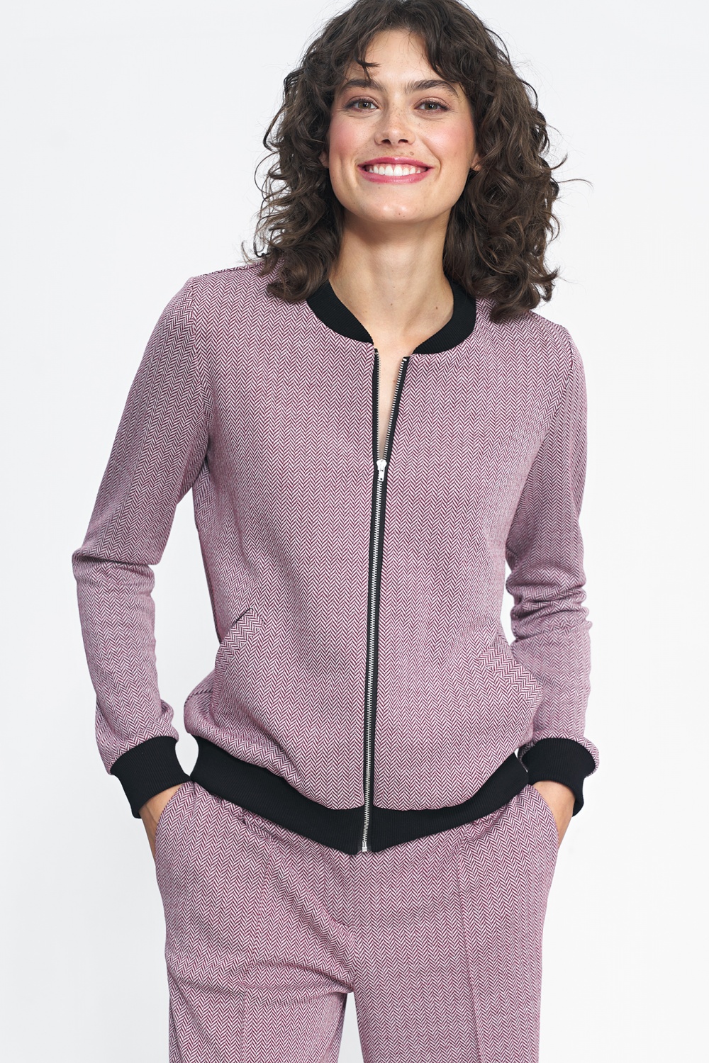 Bomberka w bordową jodełkę BL05 Bordo - Nife — zdjęcie 2