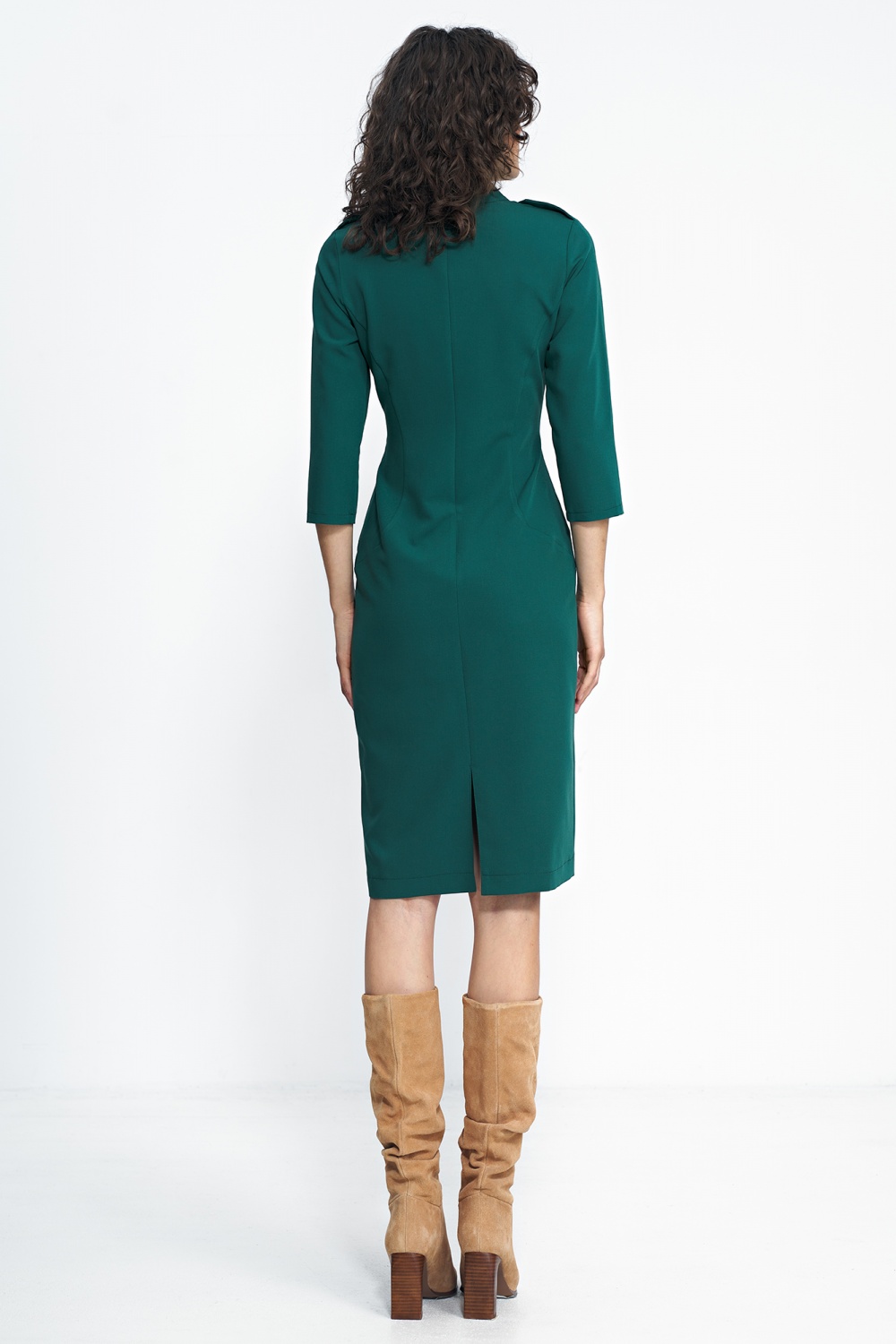 Sukienka Zielona sukienka z rękawem 3/4 S234 Green - Nife — zdjęcie 3