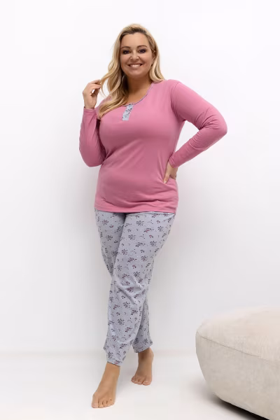 Piżama Damska Plus Size Model DU-PI-FP-501.22 Pink - Forever Pink — zdjęcie 1