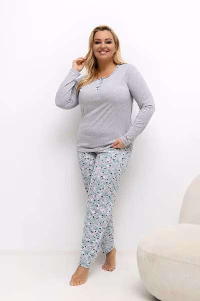Piżama Damska Plus Size Model DU-KN-FP-502.97 Grey - Forever Pink — zdjęcie 1