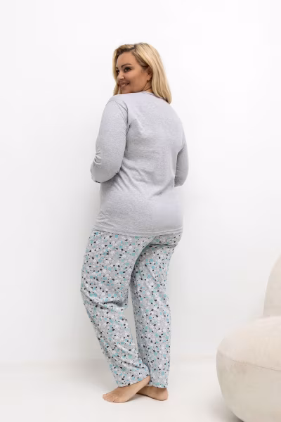 Piżama Damska Plus Size Model DU-KN-FP-502.97 Grey - Forever Pink — zdjęcie 2
