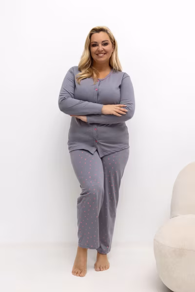 Piżama Damska Plus Size Model DU-PI-FP-505.05P Dark Grey - Forever Pink — zdjęcie 1