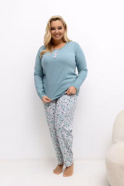 Piżama Damska Plus Size Model DU-KN-FP-502.97 Dark Mint - Forever Pink — zdjęcie 1