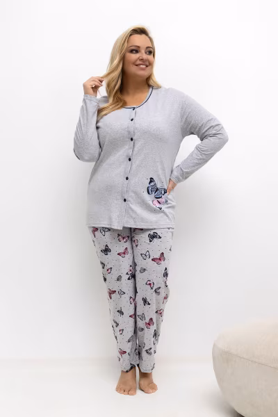 Piżama Damska Plus Size Model DU-PI-FP-504.17 Grey - Forever Pink — zdjęcie 1